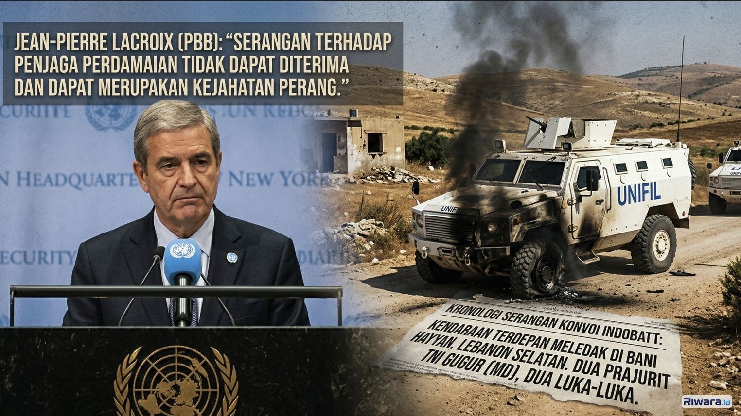 Ilustrasi serangan kepada pasukan Indobatt dan kecaman PBB, dibuat dengan bantuan AI